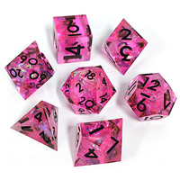 Donjons et dragons polyédriques avec logo personnalisé RPG jeu de dés à tranchant rose transparent D & D Rpg pour joueur cadeaux accessoire