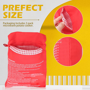 Klear KV-100 Lot de 4 sacs réutilisables écologiques pour cuire les pommes de terre au micro-ondes, cuisson rapide en 4 minutes, outils parfaits pour les fruits et légumes - Product Image 6