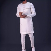 Ensemble Abaya 2 pièces pour homme, styles africains musulmans, grandes tailles XS-2XL, costume de loisirs pour mariages, banquets, dîners, tenue de marié