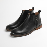 Bottes Chelsea rétro d'hiver britanniques pour hommes, cuir véritable, respirantes, fermeture éclair tendance, marque tendance, confortables, solides, pour le bureau