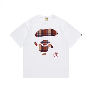 T-shirt en coton à manches courtes pour homme Apee, coupe classique, col rond, imprimé lettres, style décontracté, blanc, noir - Product Image 5