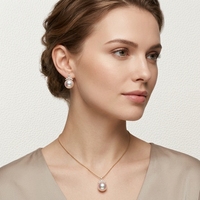 Ensemble de perles d'eau douce rondes Edison 3A 10-13 mm en gros, pendentif et boucles d'oreilles en argent sterling 925 pour femmes, bijoux