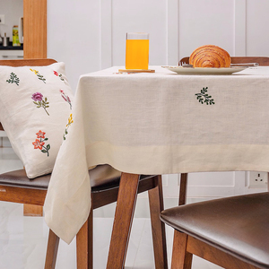 Mantel personalizado con logotipo bordado y patrón floral al por mayor, mantel de <span class=keywords><strong>tela</strong></span> de lino puro 100 <span class=keywords><strong>para</strong></span> la cena - Product Image 2