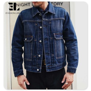 LARSUR Veste en jean personnalisée d'usine Selvedge Veste en jean personnalisée avec bouton Style japonais <span class=keywords><strong>Paris</strong></span> Veste en jean de récupération avec boucle Selvedge - Product Image 1