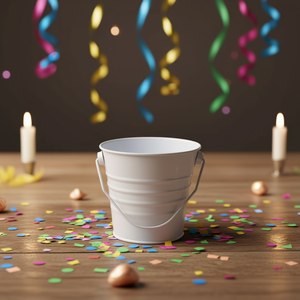 Party Love Metal <b>Bucket</b> 10x10.5cm <b>White</b> Decorations Party Tableware - Product Image 3