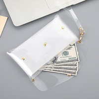 Hongbo dompet kartu polos, dompet kancing penutup gaya bisnis bening/holografik pembagi sisipan tersedia