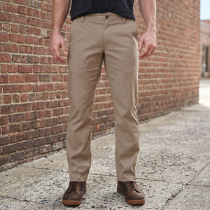 Pantalon décontracté pour homme, coupe droite, en polyester/coton, respirant, écologique, léger, avec fermeture éclair, taille mi-haute, coupe régulière - Product Image 3