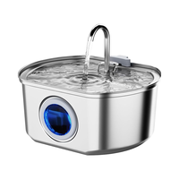 Fontaine à eau automatique pour animaux de compagnie en acier inoxydable de 108 oz/3,2 L avec fenêtre de niveau d'eau anti-fuite pour chats et chiens