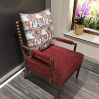 Fauteuil d'appoint en velours rouge, style nordique, avec cadre perlé, chaise longue de loisirs rembourrée, canapé individuel pour salon