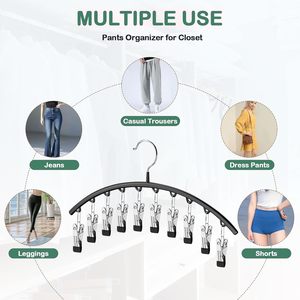 Cintre à linge multifonctionnel en acier inoxydable avec 10 pinces, résistant au vent, en métal - Product Image 4
