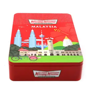 Factory Wholesales Rectangle Red Sweets Candy Gift Metal Box Cookies Chocolate Packaging Tin Can