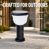 Lampe solaire de jardin 260LM LED 5W, corps en aluminium givré, IP65, lumière blanche chaude, montage en surface, pour allée, cour, patio