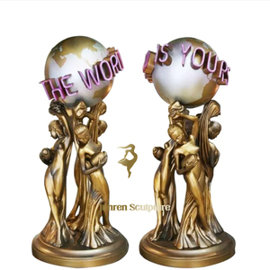 Estatua <span class=keywords><strong>de</strong></span> Bronce Fundido Personalizada <span class=keywords><strong>de</strong></span> Tamaño Real <span class=keywords><strong>de</strong></span> la Famosa Escultura 'El Mundo Es Tuyo' con la <span class=keywords><strong>Tierra</strong></span> en Venta - Product Image 5