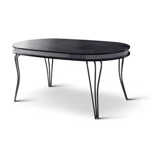 Table à manger ovale de luxe Rosse Caz, plateau en marbre, extensible, 6 personnes, pieds en métal modernes de style européen, Turquie - Product Image 5