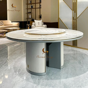 High-End Luxury <b>Marble</b> Texture <b>Top</b> Lazy Modern Light Round Dining Table for 12 Persons - Product Image 1