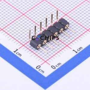 MH254R-11-06-1276 Pin Header Bent Lead Through Hole,P=2.54mm Connector 1x6P 2.54mm Round Pin Right Angle Insert - Product Image 1