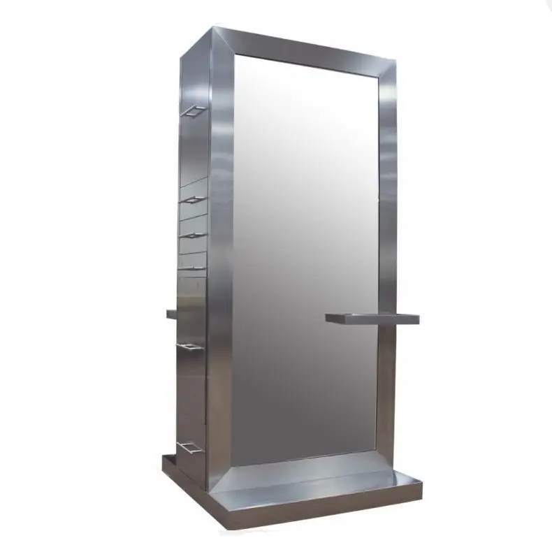hair salon equipment stainless steel double sided styling barber mirror station in China