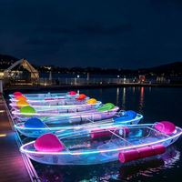 Canoë transparent 2 places, kayak transparent pour activités nautiques en plein air, lumière LED, kayak cristallin pour 2 personnes