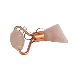 Jade rose Gua Sha pierre naturelle produits de beauté du visage Anti-âge Jade petit rouleau pour les yeux Rose Quartz Eye Roller - Product Image 1