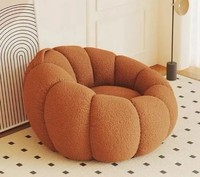 Fauteuil de salon individuel en forme de citrouille pour usage domestique, en tissu laine d'agneau, petit canapé de balcon