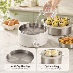 Cuiseur à œufs électrique double couche, cuiseur vapeur automatique <span class=keywords><strong>pour</strong></span> aliments, <span class=keywords><strong>appareil</strong></span> de petit-déjeuner domestique en acier inoxydable 304 - Product Image 2