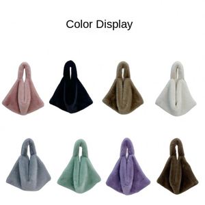 For Women's Fashion Fluffy Fur Small Wrist Handbag New Design Custom Logo Zipper Pillow Shape Strapless <b>20L</b> Polyester - Product Image 5