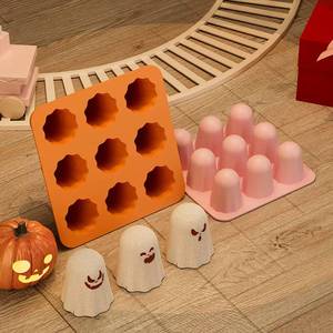MUYULINS Factory 9-Cavity Ghost-Shaped Creepy Cute <b>Silicone</b> Cake Halloween Candle Mold - Product Image 2