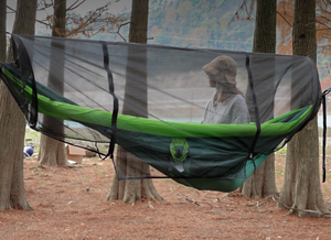 Double <span class=keywords><strong>hamac</strong></span> gonflable Portable anti-renversement, balançoire d'extérieur, adulte, enfant, léger, simple, camping en plein air, moustiquaire - Product Image 4