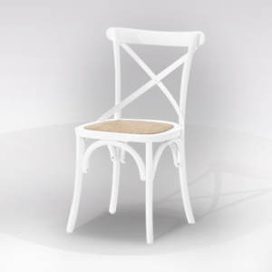 SILLA LACADA EN BLANCO CON BASE DE RATÁN - Product Image 1