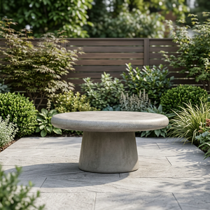 Stony Cone Base <b>Round</b> Concrete Coffee <b>Table</b> Traditional Antique Durable Outdoor Indoor Home Furniture Centerpiece - Product Image 4