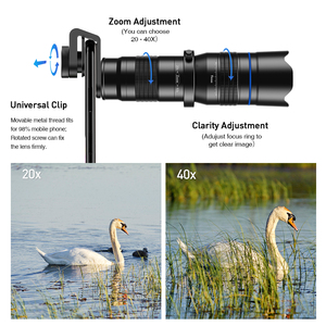 APEXEL-lente teleobjetivo superpotente, Zoom 20X, 40X HD, cristal óptico, para teléfono móvil, lente APEXEL