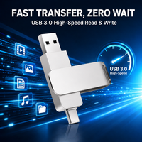 Clé USB en métal 64 Go 128 Go 256 Go Type C Double USB 3.0 Haute Vitesse OTG Design Pivotant