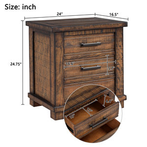 Comodino Rustico a Tre Cassetti in Legno Massello Recuperato Stile Fattoria - Product Image 5