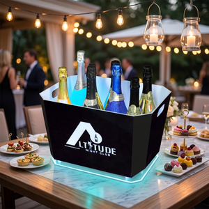 Seau à glace LED rechargeable pour champagne, avec logo personnalisé et couleur lumineuse, refroidisseur de vin lumineux pour bar, mariage, fête, bac à boissons - Product Image 1
