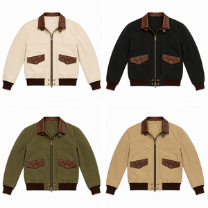 Veste en toile brodée à la main - Vêtement de rue décontracté et tendance, style hip-hop, coupe courte, fermeture éclair, teinture, service OEM, vêtements d'extérieur - Product Image 5