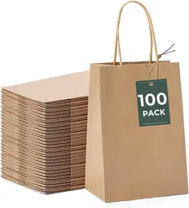 2024 Produtos inovadores Bolsa de papel Kraft marrom e branco Saco de embalagem para presente Sacos de papel Kraft com logotipo