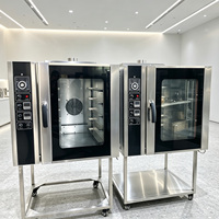 Nouveau four à convection à gaz commercial à air chaud, 5 plateaux, en acier inoxydable, four de cuisson avec contrôle de la température et porte en verre pour