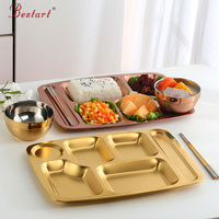 Assiette à dîner de restaurant en acier inoxydable écologique personnalisée avec motif végétal Commande minimum 10 pièces