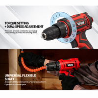 Perceuse sans fil 21V avec 25+3 réglages d'embrayage, couple de 28N.m, 2 batteries Li-Ion, chargeur rapide, mandrin auto-serrant 10mm, pour bricolage et réparation domestique, vente en gros OEM