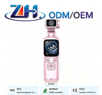 Caméra d'action de poche ODM OEM 4K Rotation 330° °   Appareil photo numérique à suivi facial avec écran tactile de 1,72 pouces et 64MP en mode horizontal