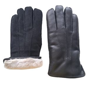 <span class=keywords><strong>Gants</strong></span> en cuir de cerf doublés de fourrure pour femmes et hommes, noir et marron, échantillon de soutien - Product Image 4
