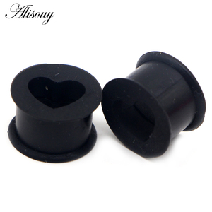 2 uds tapones y túneles de silicona para los oídos en forma de corazón tapones para los oídos flexibles expansores de oreja pendientes de túnel calibres joyería para el cuerpo Piercings - Product Image 4