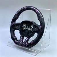 Volant personnalisé en fibre de carbone forgée pour Dodge SRT RT Charger Challenger Hellcat Durange 392 Scat Pack en cuir noir