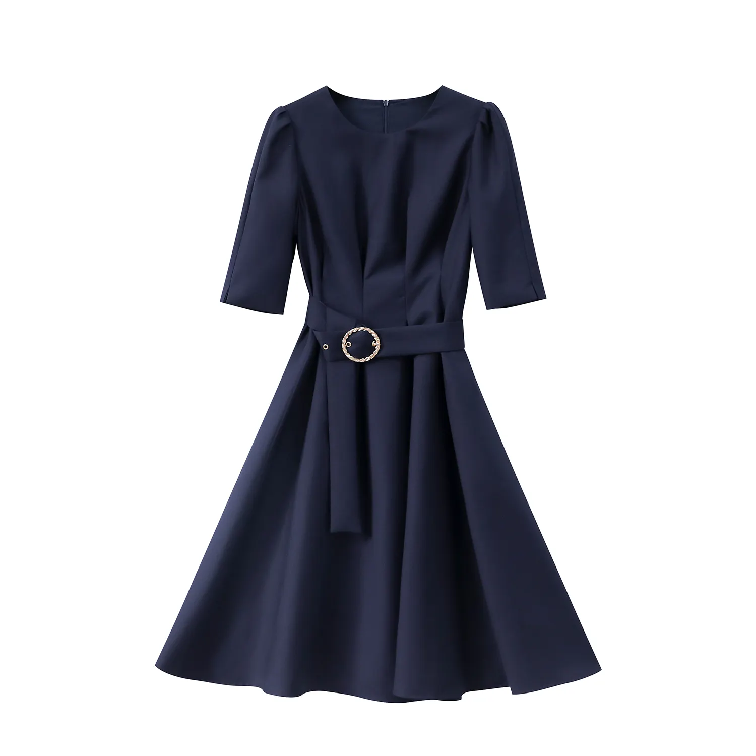 2022 High Quality Fashion Summer Dresses Ruffle Short Sleeve Korean Style Casual Evening Office Feminine Elegant Women Dresses