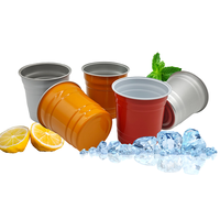 Vasos de Burbuja de Aluminio Reutilizables Personalizados con Logotipo para Bebidas de Fiesta - Duraderos para Bebidas Calientes y Frías, Grosor de 0.18 mm