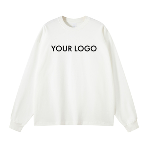 เสื้อยืดคอกลมแขนยาวสำหรับผู้ชายเสื้อยืดผ้าฝ้าย100% 385กรัมเสื้อยืดขนาดใหญ่เสื้อยืดคอกลมออกแบบโลโก้ได้ตามต้องการ - Product Image 4