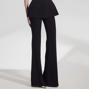 ZYHT 73405 <span class=keywords><strong>Traje</strong></span> Formal de Dos Piezas Negro de Alta Gama para <span class=keywords><strong>Mujer</strong></span>, Hecho a Medida, <span class=keywords><strong>Chaleco</strong></span> sin Mangas <span class=keywords><strong>con</strong></span> Peplum y Pantalones Acampanados, Tops Cortos - Product Image 4