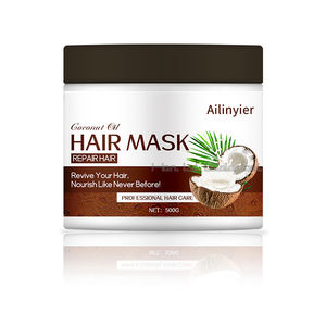 OEMオーガニックココナッツオイルヘアマスクケラチンディープコンディショニングトリートメントドライダメージヘア用自然抽出物修理用 - Product Image 1