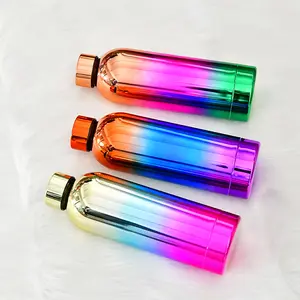 Amazon Fashion Rainbow Gradient 500ml 16oz Glam Vacuum Insulated Stainless Steel Water Bottle Skinny ShinningFlask Tumbler