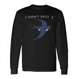 T-shirt a maniche lunghe con stampa 'I Don't Spit I Swallow Bird' per gli amanti degli uccelli - Product Image 3